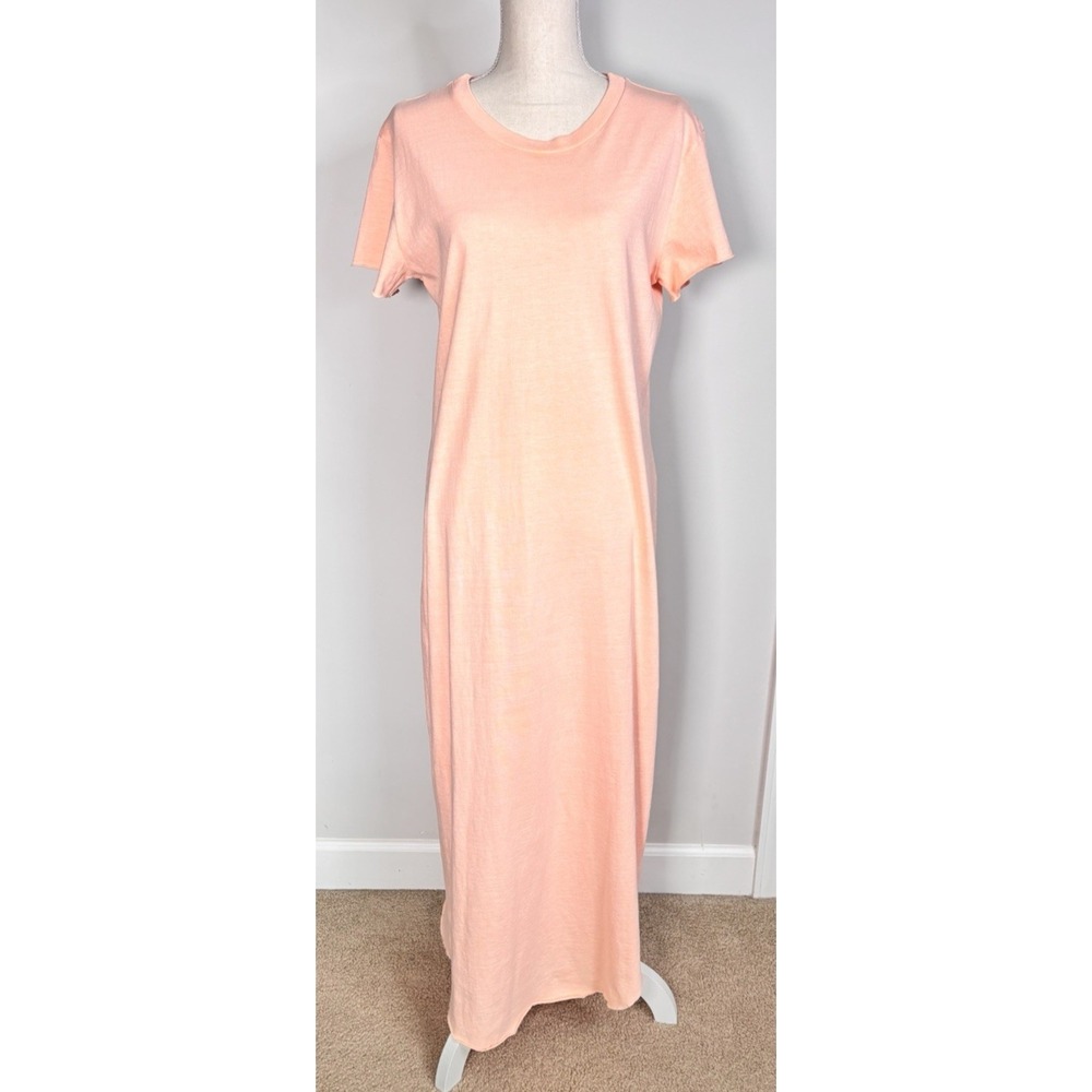 Frank & Eileen Harper Perfect Tee Dress Women L Peach Pink Coastal Classic NWT